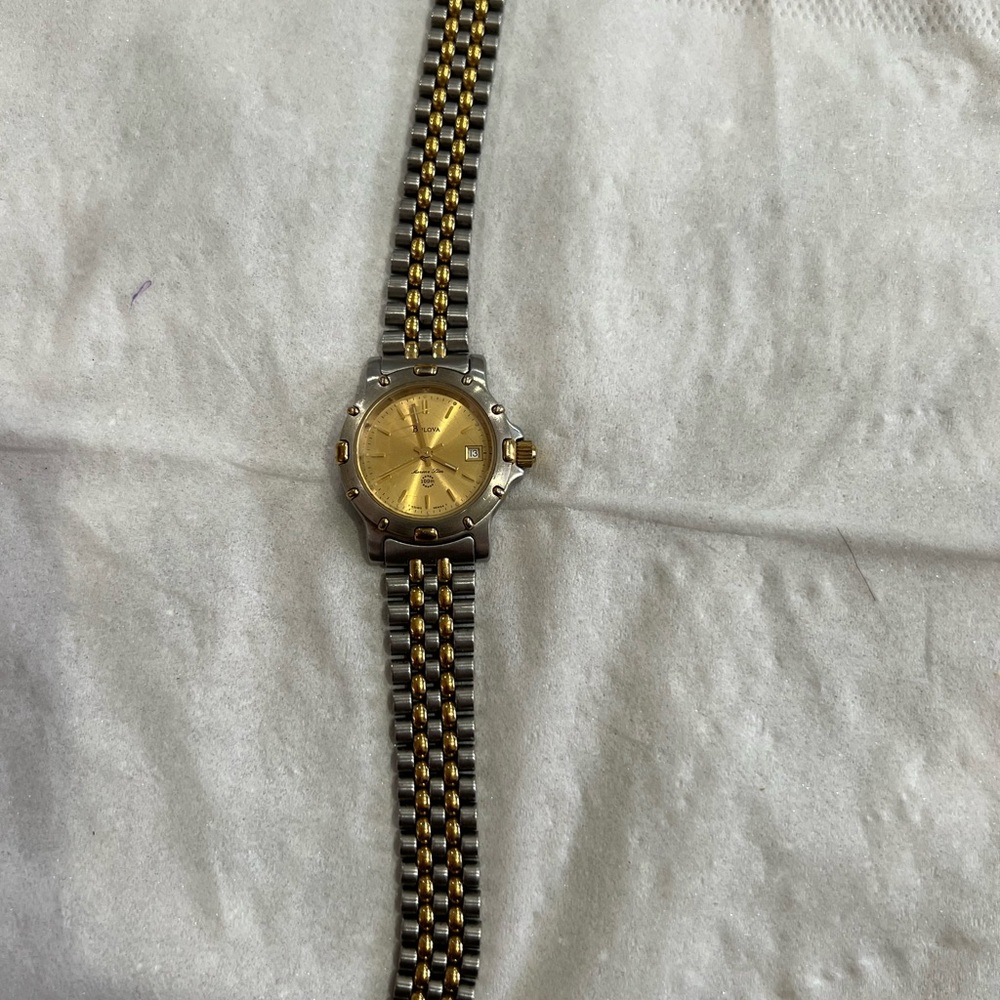 Bulova watch silver and gold
